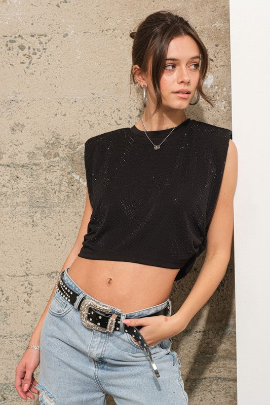 Melanie Rhinestones Crop Top